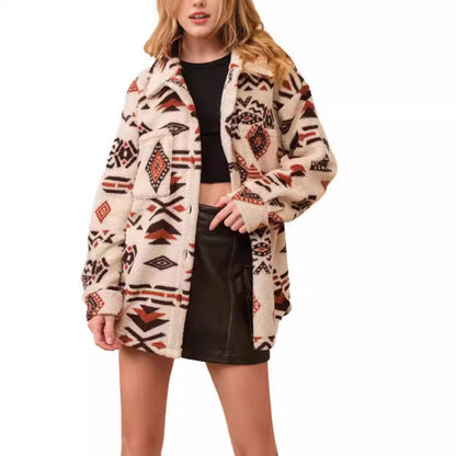 Women's cozy overshirt jacket in ethnic design NOVAE