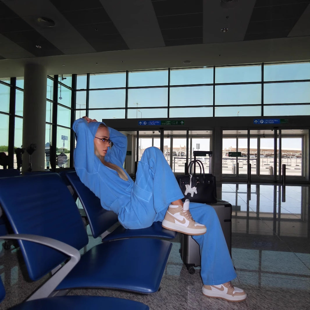 Women's comfortable leisure suit with hood and practical pockets NOVAE