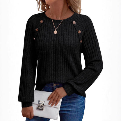 Women's knit sweater with button details and textured design NOVAE