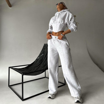 Women's fashionable cropped hoodie with lacing NOVAE