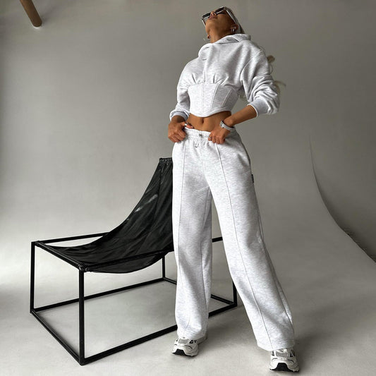 Women's fashionable cropped hoodie with lacing NOVAE