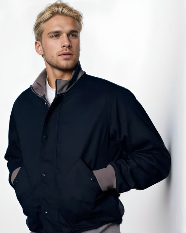 Men's casual transitional jacket with high collar and practical pockets NOVAE