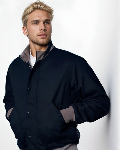 Men's casual transitional jacket with high collar and practical pockets NOVAE