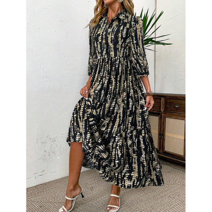 Women's shirt dress with sophisticated ruffle details and asymmetrical hem NOVAE