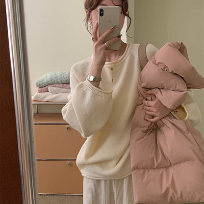 Women's casual sweater with voluminous sleeves and soft material NOVAE