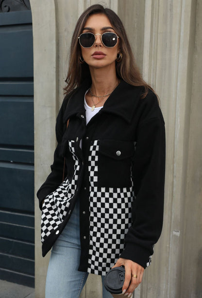 Women's Fashionable Checkered Overshirt Jacket NOVAE