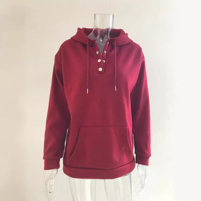 Women's hoodie with button details and practical pockets NOVAE