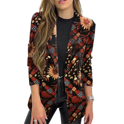 Women's fashionable blazer with floral pattern and oversized cut NOVAE