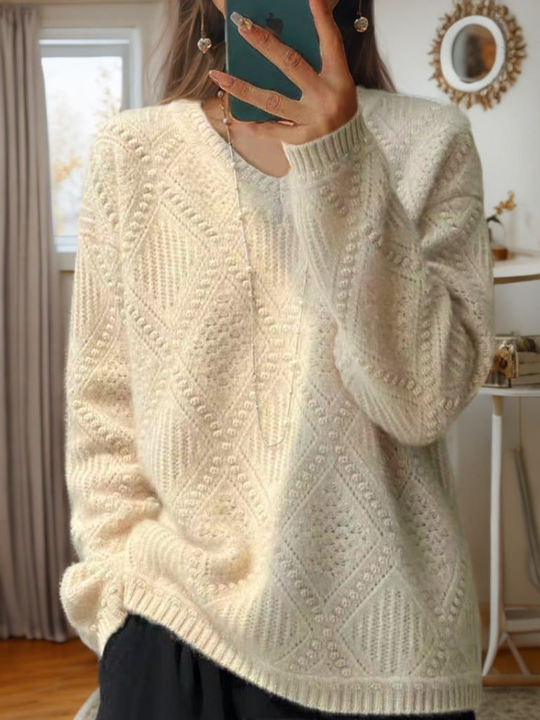 Women's knitted sweater with textured finish and soft feel NOVAE