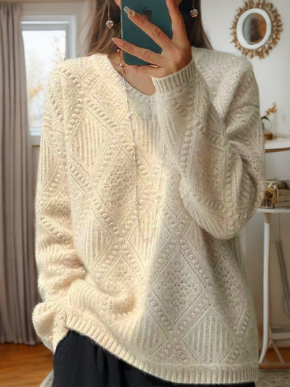 Women's knitted sweater with textured finish and soft feel NOVAE