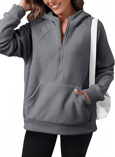 Women's fleece hooded shirt with practical kangaroo pocket NOVAE