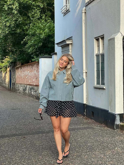 Women's short bomber jacket made of soft material with a casual cut NOVAE