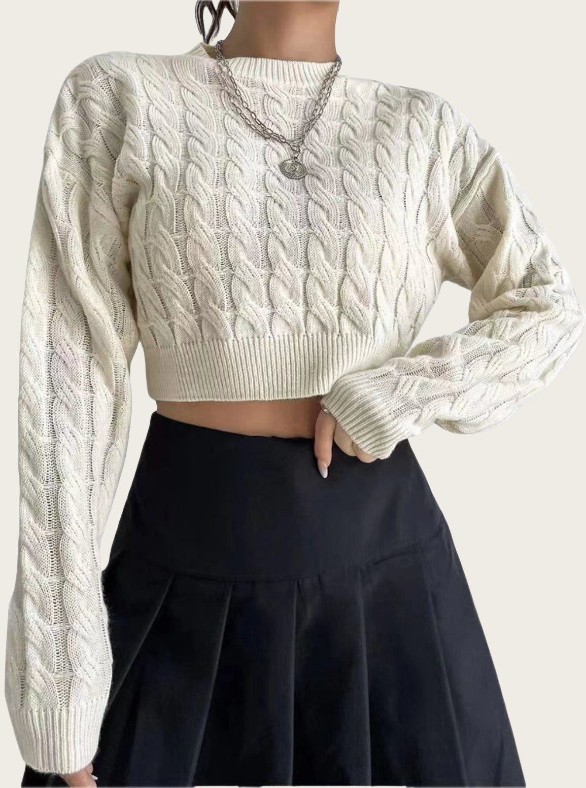 Women's cozy cropped cable-knit sweater NOVAE