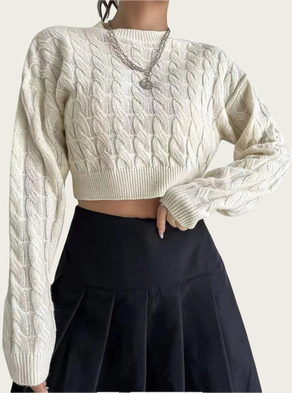 Women's cozy cropped cable-knit sweater NOVAE