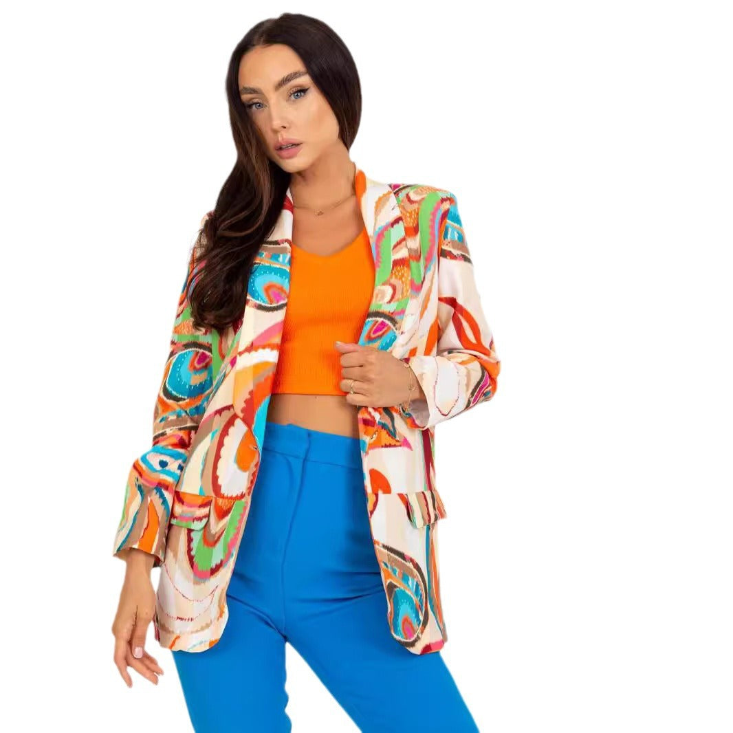 Women's elegant blazer with colorful pattern and modern accents NOVAE