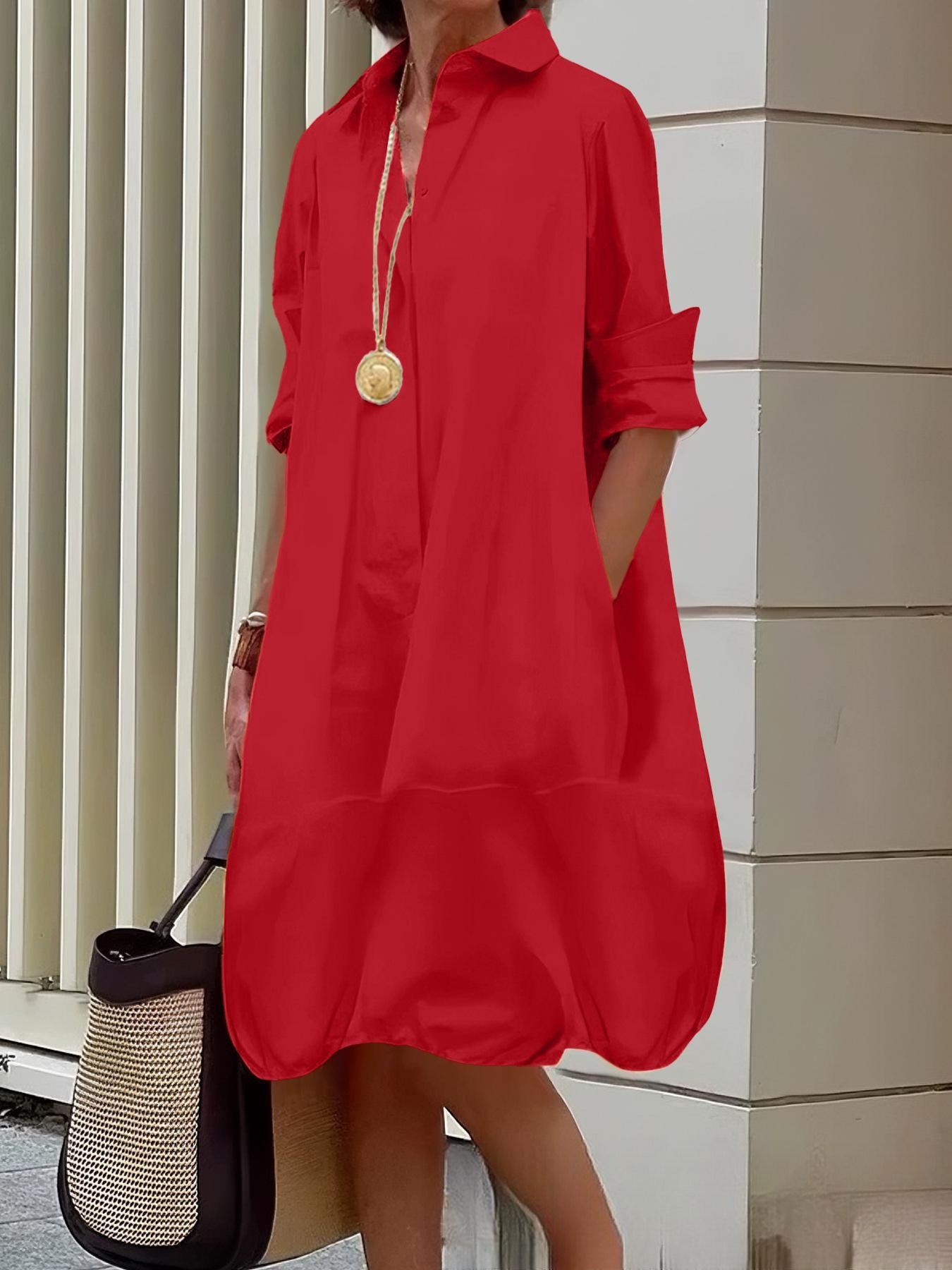 Women's Casual Shirt Dress with Wide Hem NOVAE