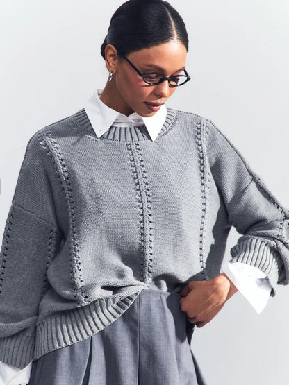 Women's Oversized Knit Sweater with Airy Texture and Special Details NOVAE