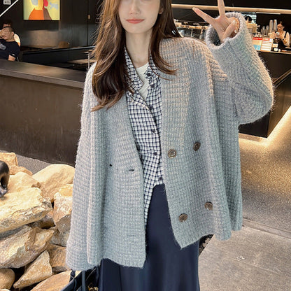 Women's cardigan with double button closure and soft material NOVAE