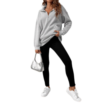 Women's sweatshirt with zipper and practical pockets NOVAE
