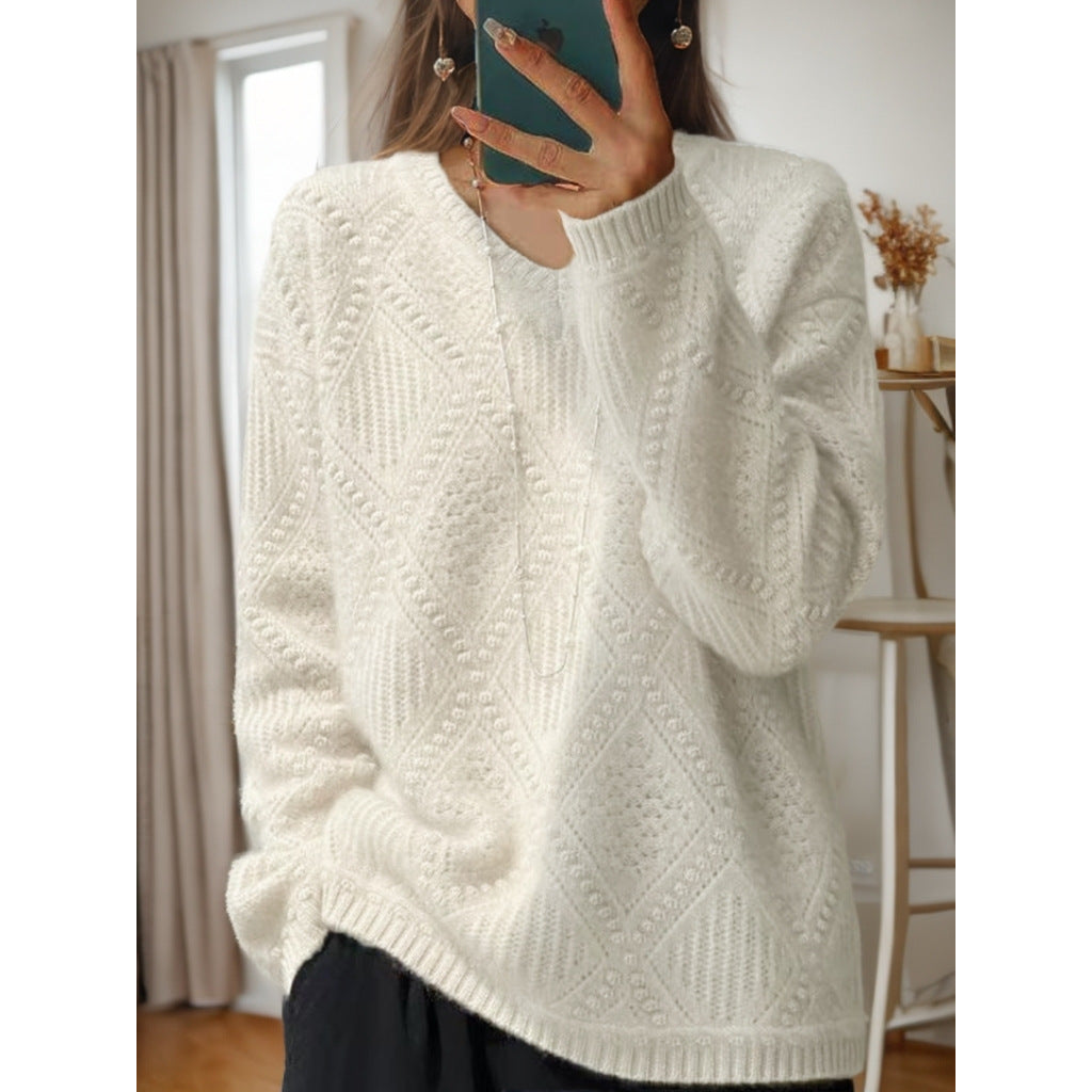 Women's knitted sweater with textured finish and soft feel NOVAE