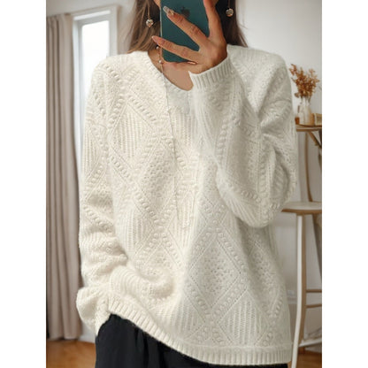 Women's knitted sweater with textured finish and soft feel NOVAE