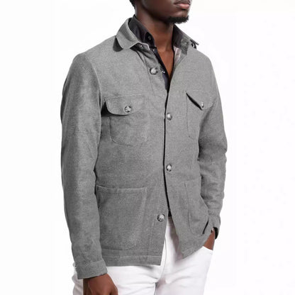 Men's timeless utility jacket with practical pockets and stand-up collar NOVAE