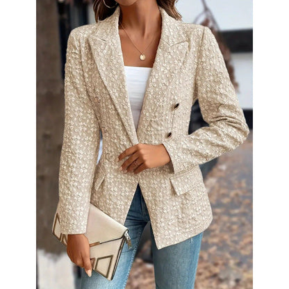 Women's Elegant Blazer with Textured Pattern and Double Button Placket NOVAE