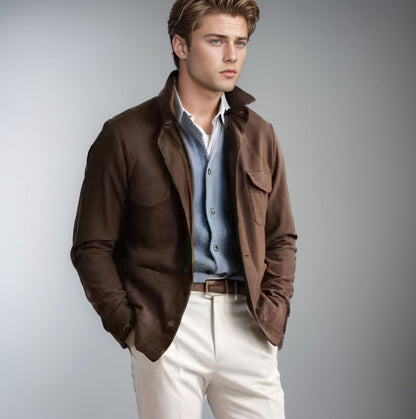 Men's timeless utility jacket with practical pockets and stand-up collar NOVAE