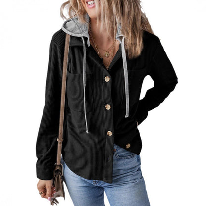 Women's casual shirt jacket with hood and side pockets NOVAE