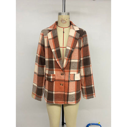 Women's Checked Blazer in Soft Wool Blend NOVAE