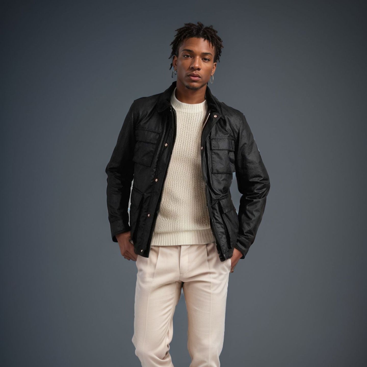 Men's fashionable and functional transitional jacket with high-closing collar NOVAE