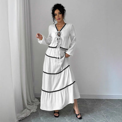 Women's maxi dress with ruffles and lacing NOVAE