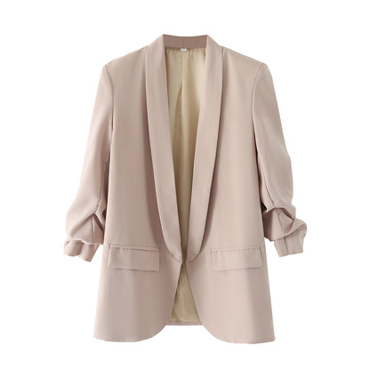 Women's elegant blazer with rolled-up sleeves and practical pockets NOVAE
