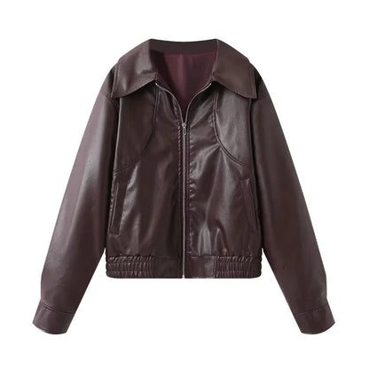 Women's faux leather blouson jacket with a wide cut and casual details NOVAE