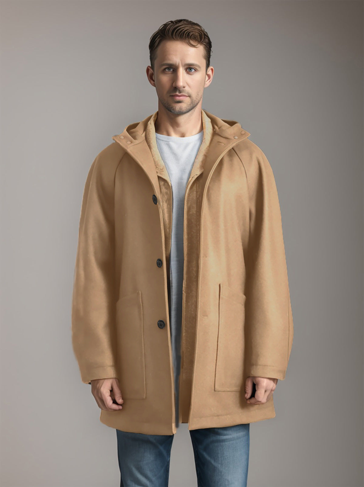 Men's casual hooded coat with comfortable pockets and warm lining NOVAE
