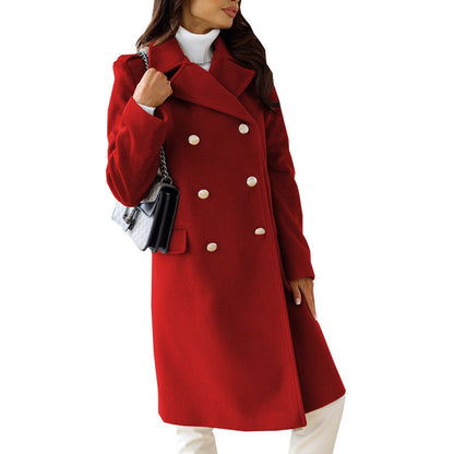 Women's elegant wool coat in trendy double-breasted design NOVAE