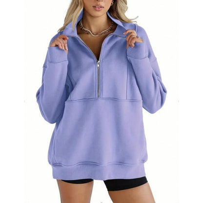 Women's sweatshirt with half zipper and oversized cut NOVAE