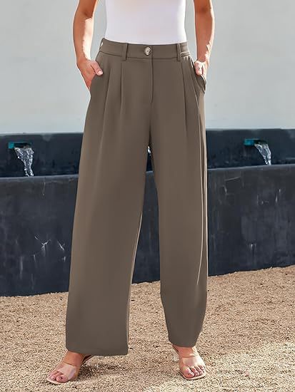 Women's wide-leg high-waisted trousers with side pockets NOVAE