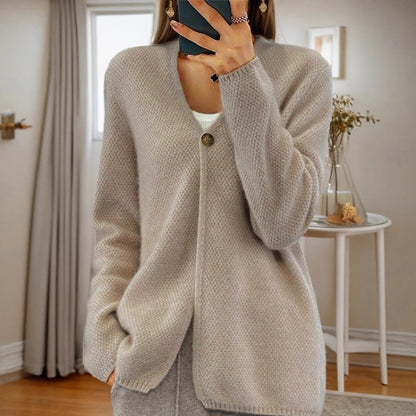 Women's cardigan with fine texture and button placket NOVAE