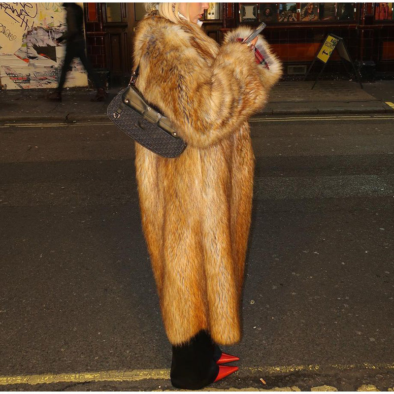 Women's Extravagant Faux Fur Coat with Voluminous Sleeves NOVAE