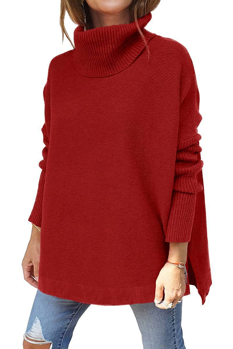 Women's Oversized Textured Turtleneck Sweater NOVAE