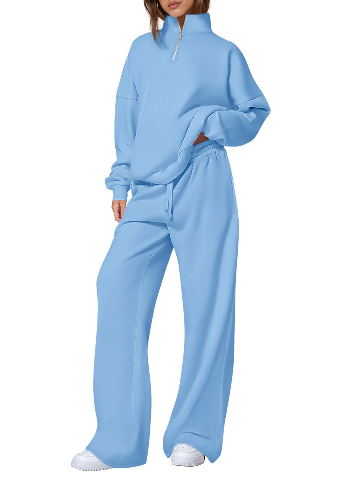 Women's casual sweatpants set with stand-up collar and zipper NOVAE