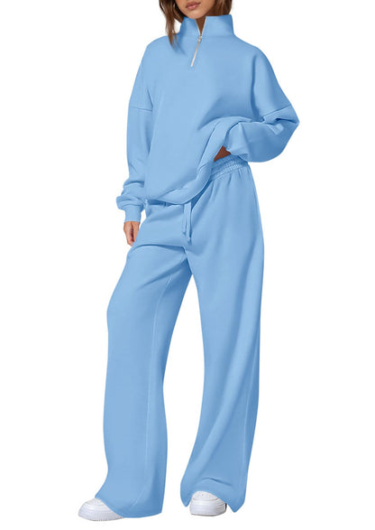 Women's casual sweatpants set with stand-up collar and zipper NOVAE