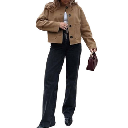 Women's elegant suede jacket with button placket NOVAE