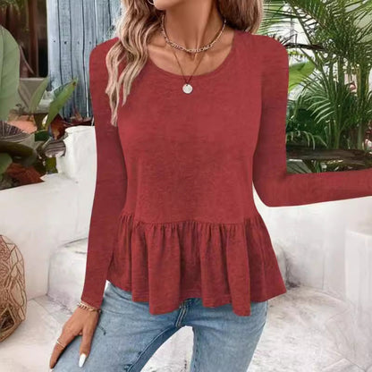 Women's long-sleeved shirt with a voluminous peplum cut NOVAE
