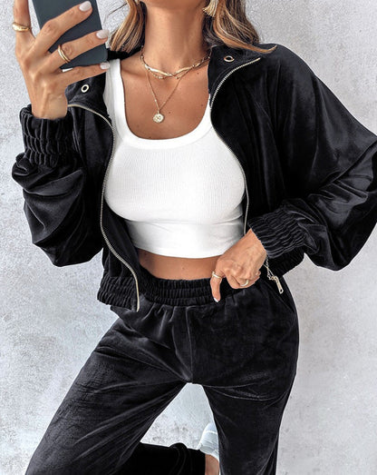 Women's tracksuit with soft velvet and modern cut NOVAE