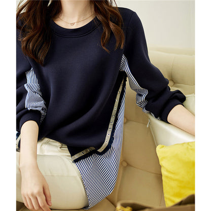 Women's casual sweatshirt with a unique layered design and contrasting details NOVAE