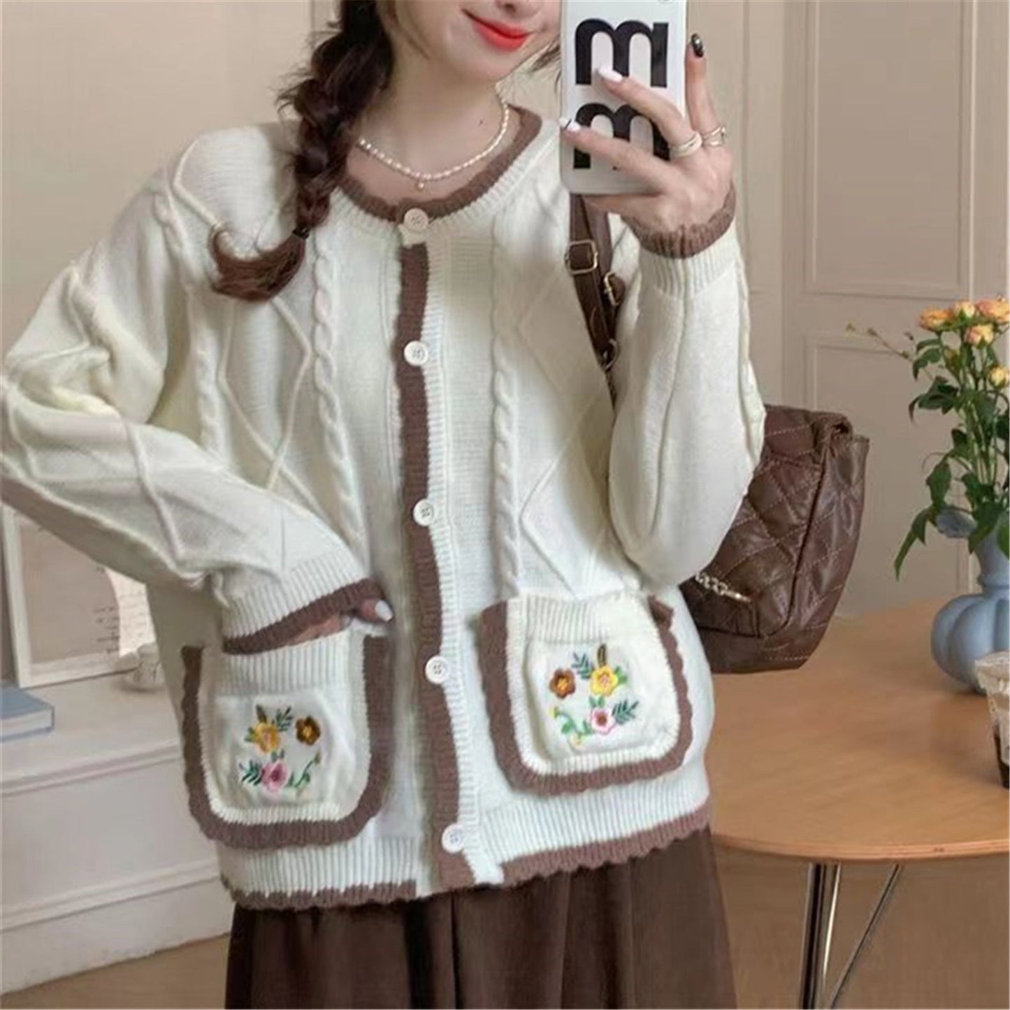 Women's cardigan with floral pattern NOVAE