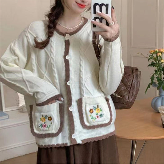 Women's cardigan with floral pattern NOVAE