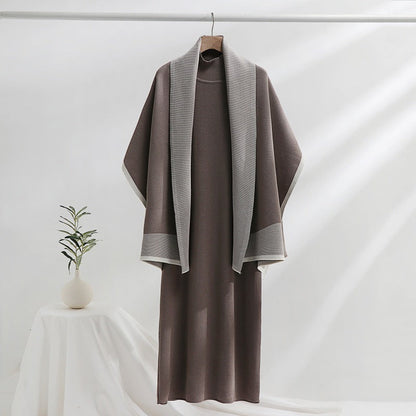 Women's knitted dress with draped cardigan NOVAE